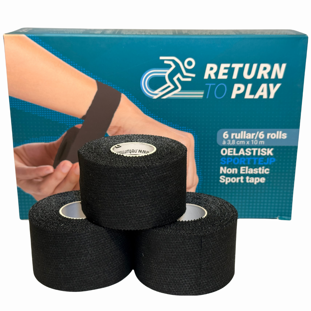 Return to Play Cinta deportiva negra Pack de 6 3,8 cm × 10 m