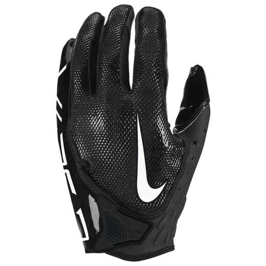 Black Nike Vapor Jet 7.0 football glove with white Nike swoosh and textured grip surface