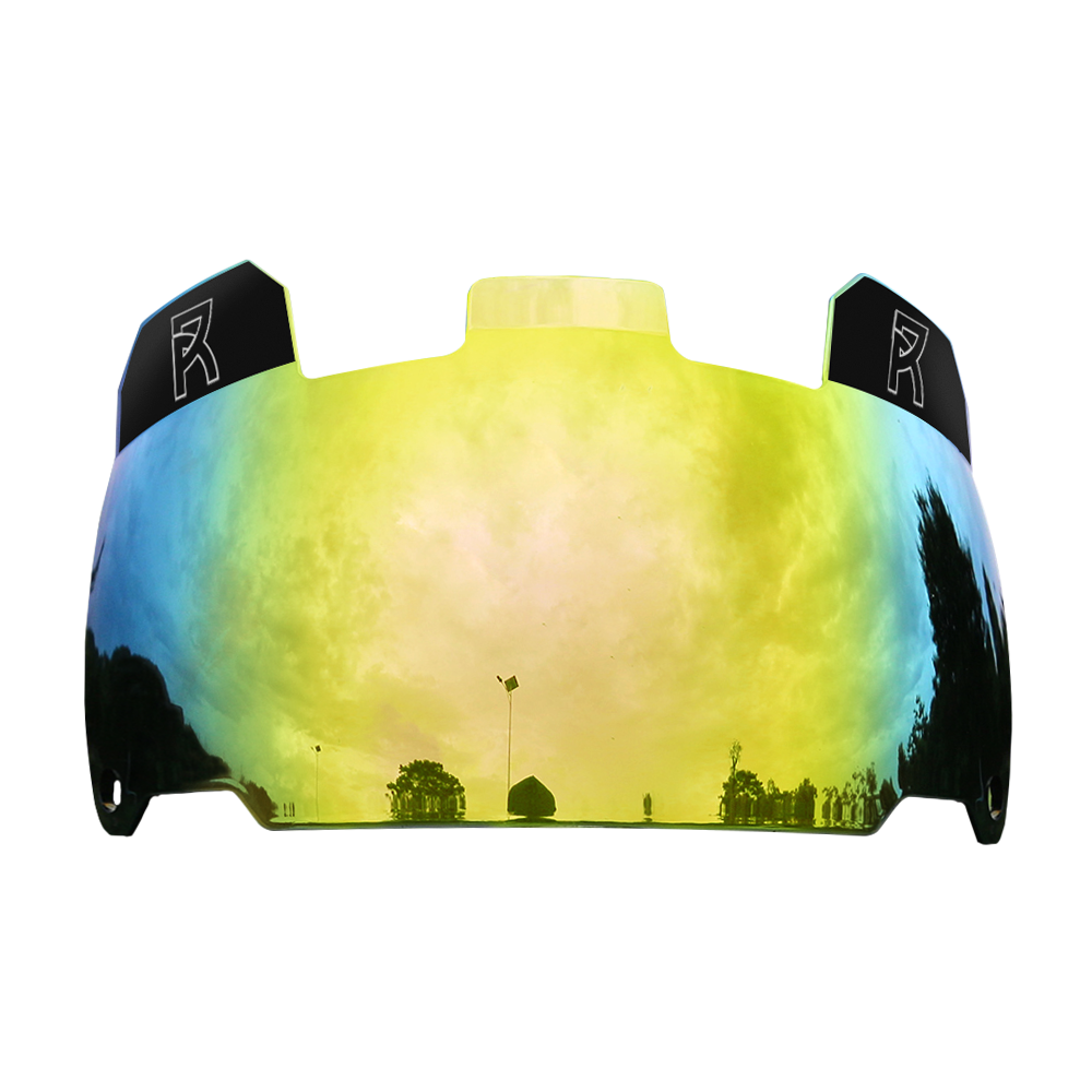 Reyrr vision EMERALD GOLD football visor with anti-fog, scratch-resistant high-impact polycarbonate and quick release system