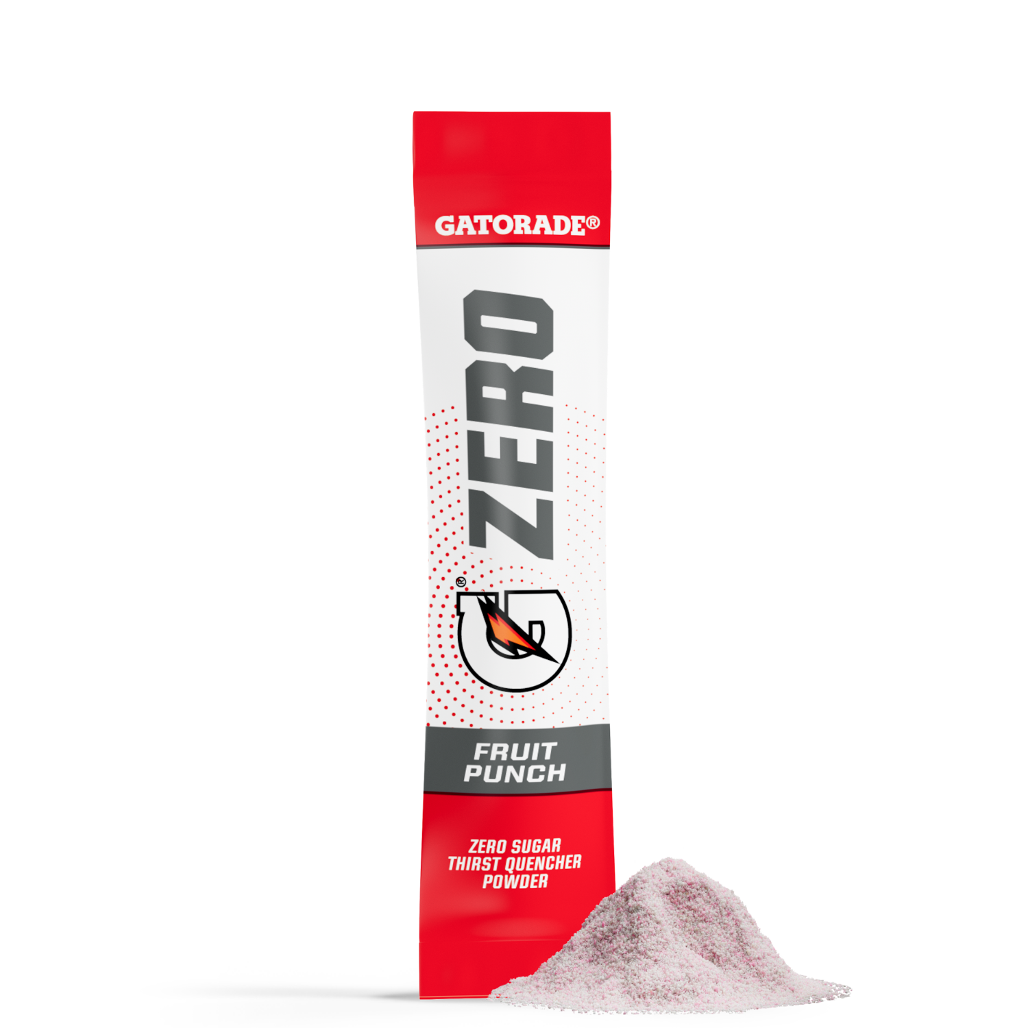 Gatorade Zero Fruit Punch powder packet on a white background