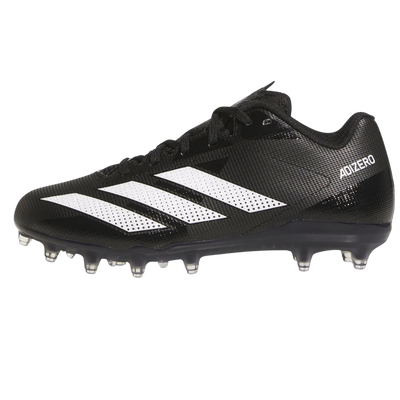Adidas Adizero Electric 2 Youth football cleats in black and white with lightweight low cut design and molded studs for speed and traction on the field