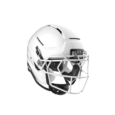 Schutt F7 AIR helmet in Gloss White, three-quarter view