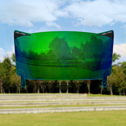 Reyrr VIZU Aurora green football visor with ultra-wide anti-distortion LXO technology for Riddell Speedflex and Schutt F7 helmets
