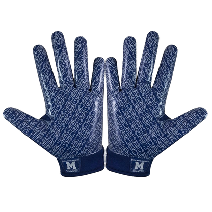 Reyrr Zero gloves in navy blue with grip-enhancing pattern, designed for football and floorball players.