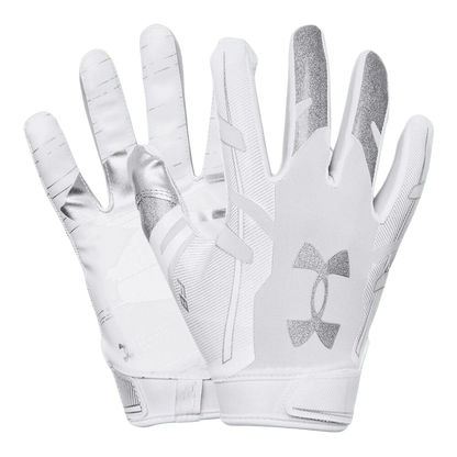 Under Armour F8 white durable breathable gloves with 3D print overlays and adjustable closure