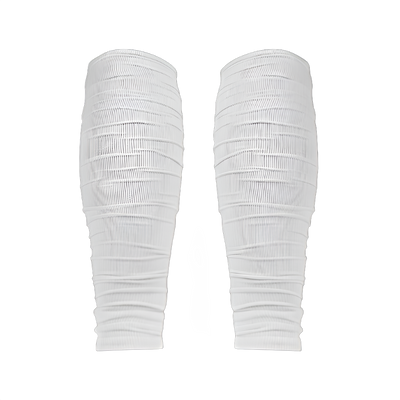 White REYRR Scrunch calf sleeves with compression and breathable cotton-nylon blend for athletic performance and protection