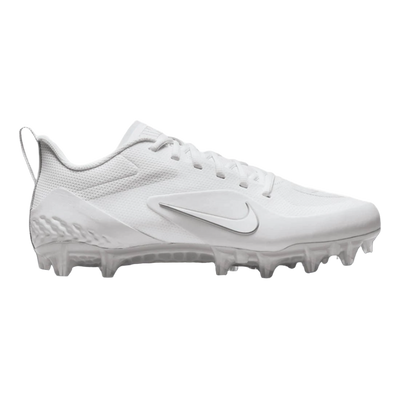 White Nike Alpha Huarache 8 Pro cleat with lightweight, flexible sole and Nike React foam for all-game comfort and stability