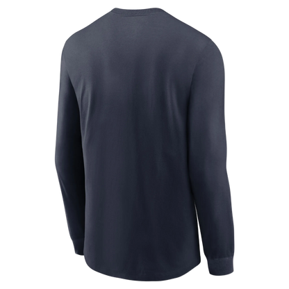 Navy long-sleeve shirt on a white background