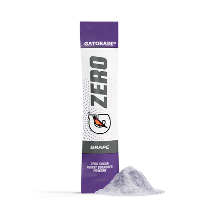 Gatorade Zero Grape flavor powder packet on a white background