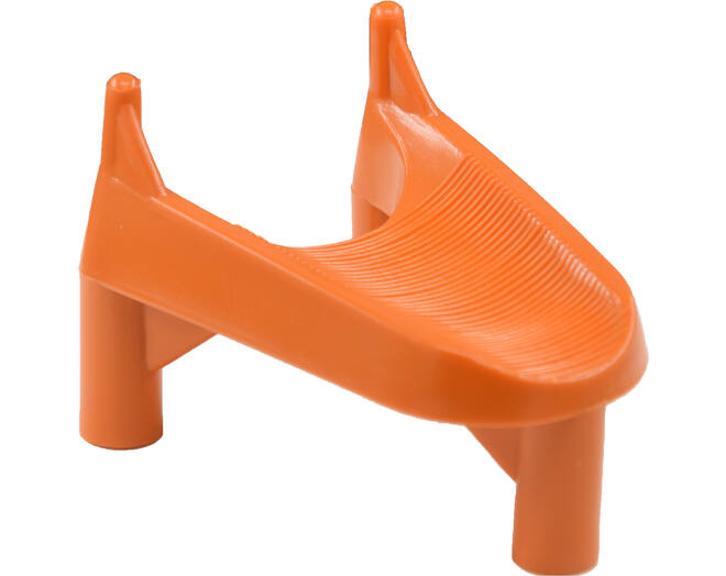 Orange Markwort kick-off tee with molded ball cradle and three supporting legs
