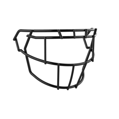 Schutt F7 EGOP II black tapered football faceguard with raised brow design for impact deflection and visor compatibility