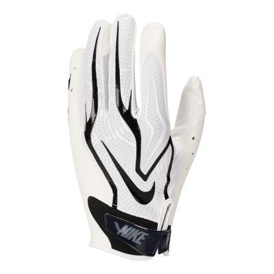 Nike Vapor Jet 9.0 White/Black, backhand of the glove with black flame overlay and Swoosh