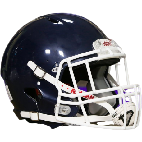 Riddell Victor-I youth football helmet in navy blue with white facemask and advanced impact protection features