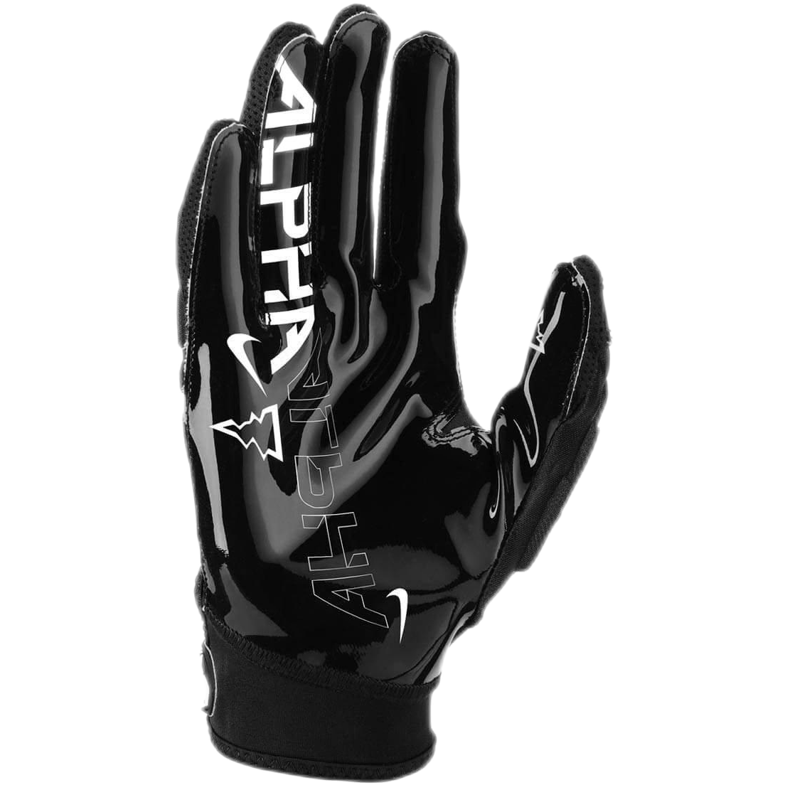 Nike Superbad 6.0 black football glove with shiny Magnigrip palm and adjustable cuff for enhanced grip and comfort.